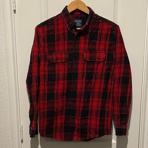 Red and Black Plaid Button Down Shirt